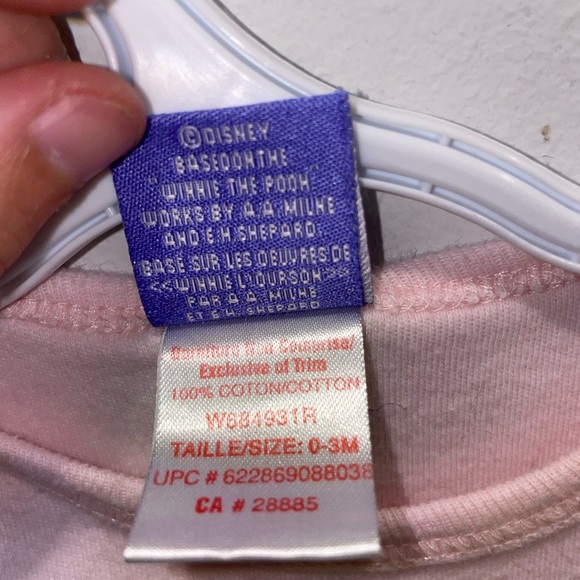 3/$15 Vintage Disney Pink Baby Sleep Gown with Winnie the Pooh - Picture 6 of 9